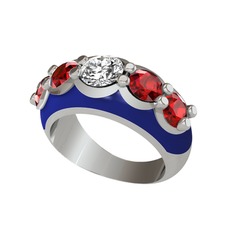 Aura Yüzük - Elmas ve garnet 925 ayar gümüş yüzük (0.68 karat, lacivert mineli) #1cvqds0