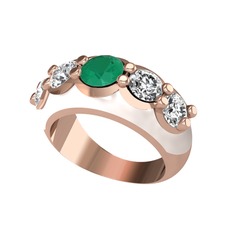 Aura Yüzük - Kök zümrüt ve swarovski 8 ayar rose altın yüzük (Beyaz mineli) #1d3m4hi