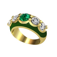 Aura Yüzük - Yeşil kuvars ve pırlanta 8 ayar altın yüzük (2 karat, yeşil mineli) #1d7x8wb