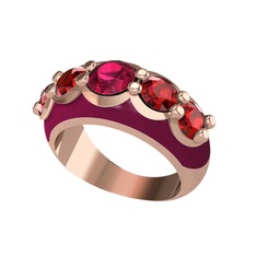 Aura Yüzük - Rodolit garnet ve garnet 8 ayar rose altın yüzük (Bordo kırmızı mineli) #1e9bmf5