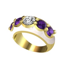 Aura Yüzük - Elmas ve ametist 925 ayar altın kaplama gümüş yüzük (0.68 karat, beyaz mineli) #1f3j1do