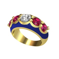 Aura Yüzük - Swarovski ve rodolit garnet 8 ayar altın yüzük (Lacivert mineli) #1fjhqmo