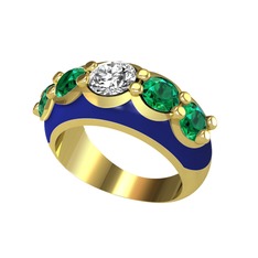 Aura Yüzük - Swarovski ve yeşil kuvars 14 ayar altın yüzük (Lacivert mineli) #1fy13eu