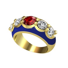 Aura Yüzük - Garnet ve swarovski 14 ayar altın yüzük (Lacivert mineli) #1g8x1rj