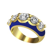 Aura Yüzük - Pırlanta ve swarovski 8 ayar altın yüzük (0.92 karat, lacivert mineli) #1gnk1et