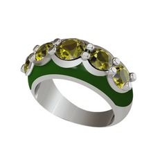 Aura Yüzük - Peridot 8 ayar beyaz altın yüzük (Yeşil mineli) #1j32um0
