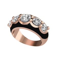Aura Yüzük - Elmas ve swarovski 925 ayar rose altın kaplama gümüş yüzük (0.68 karat, siyah mineli) #1jjfx