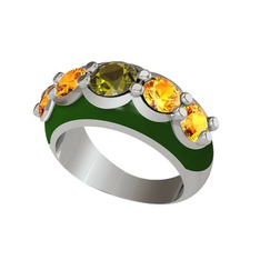 Aura Yüzük - Peridot ve sitrin 925 ayar gümüş yüzük (Yeşil mineli) #1k78yul