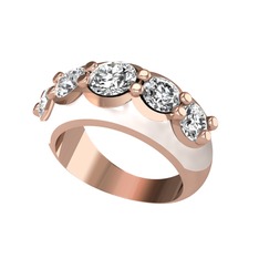 Aura Yüzük - Elmas ve beyaz zirkon 925 ayar rose altın kaplama gümüş yüzük (0.68 karat, beyaz mineli) #1kof9jk