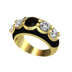 Aura Yüzük - Siyah zirkon ve swarovski 18 ayar altın yüzük (Siyah mineli) #1m4uasb