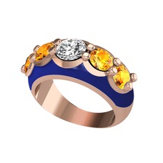 Aura Yüzük - Elmas ve sitrin 8 ayar rose altın yüzük (0.68 karat, lacivert mineli) #1n1qosu