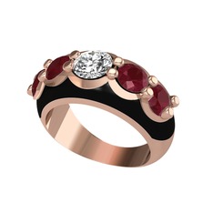 Aura Yüzük - Elmas ve kök yakut 8 ayar rose altın yüzük (0.68 karat, siyah mineli) #1n3s50q