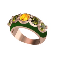 Sitrin ve peridot 18 ayar rose altın yüzük (Yeşil mineli)