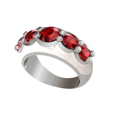 Aura Yüzük - Garnet 18 ayar beyaz altın yüzük (Beyaz mineli) #1onzaln