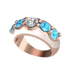 Aura Yüzük - Swarovski ve akuamarin 14 ayar rose altın yüzük (Beyaz mineli) #1os4h5e
