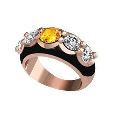 Aura Yüzük - Sitrin ve swarovski 14 ayar rose altın yüzük (Siyah mineli) #1oyd4zw