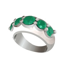 Aura Yüzük - Kök zümrüt 8 ayar beyaz altın yüzük (Beyaz mineli) #1plsemf