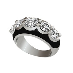 Aura Yüzük - Elmas ve swarovski 8 ayar beyaz altın yüzük (0.68 karat, siyah mineli) #1qexir7