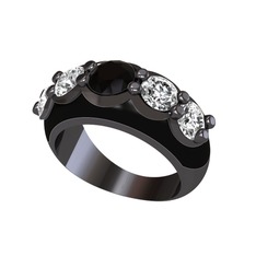 Aura Yüzük - Siyah zirkon ve swarovski 925 ayar siyah rodyum kaplama gümüş yüzük (Siyah mineli) #1sv04zu
