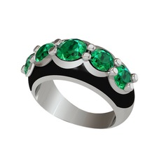 Aura Yüzük - Yeşil kuvars 14 ayar beyaz altın yüzük (Siyah mineli) #1t0w8gg