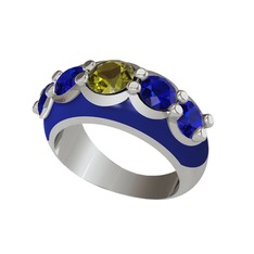 Aura Yüzük - Peridot ve lab safir 925 ayar gümüş yüzük (Lacivert mineli) #1udvs7h