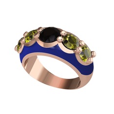 Aura Yüzük - Siyah zirkon ve peridot 8 ayar rose altın yüzük (Lacivert mineli) #1wdkhur