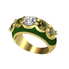 Aura Yüzük - Beyaz zirkon ve peridot 925 ayar altın kaplama gümüş yüzük (Yeşil mineli) #1yiblx3