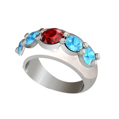 Aura Yüzük - Garnet ve akuamarin 925 ayar gümüş yüzük (Beyaz mineli) #2tzr4i