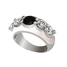 Aura Yüzük - Siyah zirkon ve swarovski 18 ayar beyaz altın yüzük (Beyaz mineli) #42c84w