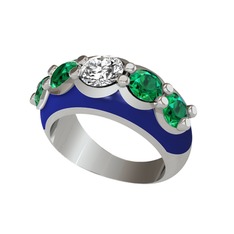 Aura Yüzük - Elmas ve yeşil kuvars 925 ayar gümüş yüzük (0.68 karat, lacivert mineli) #6dho9r
