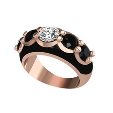 Aura Yüzük - Swarovski ve siyah zirkon 18 ayar rose altın yüzük (Siyah mineli) #7dcp43