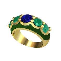 Aura Yüzük - Lab safir ve kök zümrüt 18 ayar altın yüzük (Yeşil mineli) #8jw23f