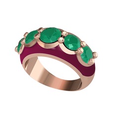 Aura Yüzük - Kök zümrüt 14 ayar rose altın yüzük (Bordo kırmızı mineli) #a8tvei