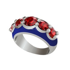 Aura Yüzük - Garnet 14 ayar beyaz altın yüzük (Lacivert mineli) #b51yc6