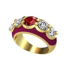 Aura Yüzük - Garnet ve swarovski 8 ayar altın yüzük (Bordo kırmızı mineli) #b6rc91