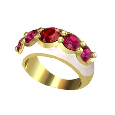 Garnet ve rodolit garnet 18 ayar altın yüzük (Beyaz mineli)