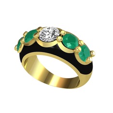 Aura Yüzük - Elmas ve kök zümrüt 18 ayar altın yüzük (0.68 karat, siyah mineli) #cx7vbo
