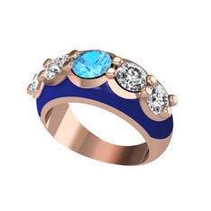 Aura Yüzük - Akuamarin ve pırlanta 14 ayar rose altın yüzük (2 karat, lacivert mineli) #fwf5i5