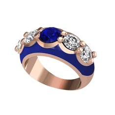 Aura Yüzük - Lab safir ve swarovski 14 ayar rose altın yüzük (Lacivert mineli) #g6e76o
