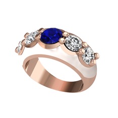 Aura Yüzük - Lab safir ve swarovski 925 ayar rose altın kaplama gümüş yüzük (Beyaz mineli) #gblwmz