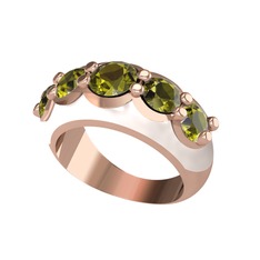Aura Yüzük - Peridot 18 ayar rose altın yüzük (Beyaz mineli) #gd2q79