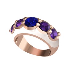 Aura Yüzük - Lab safir ve ametist 8 ayar rose altın yüzük (Beyaz mineli) #gij4ic