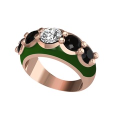 Aura Yüzük - Swarovski ve siyah zirkon 925 ayar rose altın kaplama gümüş yüzük (Yeşil mineli) #hsh9td