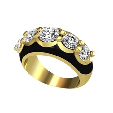 Aura Yüzük - Pırlanta 925 ayar altın kaplama gümüş yüzük (2.92 karat, siyah mineli) #imcn6t