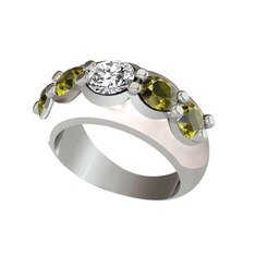 Aura Yüzük - Elmas ve peridot 925 ayar gümüş yüzük (0.68 karat, beyaz mineli) #jh0rch
