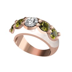 Swarovski ve peridot 8 ayar rose altın yüzük (Beyaz mineli)