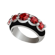 Garnet 925 ayar gümüş yüzük (Siyah mineli)