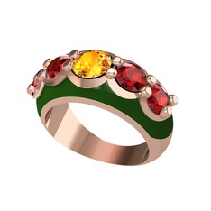 Aura Yüzük - Sitrin ve garnet 8 ayar rose altın yüzük (Yeşil mineli) #lmlt8r