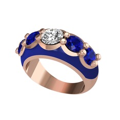 Aura Yüzük - Elmas ve lab safir 18 ayar rose altın yüzük (0.68 karat, lacivert mineli) #mq52pn