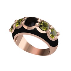 Aura Yüzük - Siyah zirkon ve peridot 925 ayar rose altın kaplama gümüş yüzük (Siyah mineli) #mqw0gt